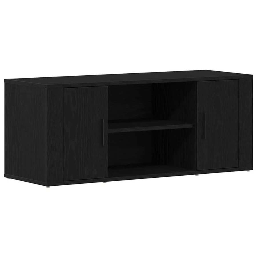 vidaXL Fernsehtisch in Schwarz und Eichen-Optik, modern und matt, B/T/H: 100 x 35 x 40 cm - Bild 2