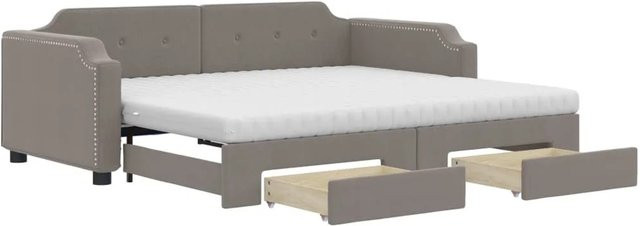 vidaXL Tagesbett ausziehbar mit Schubladen in Taupe mit Polsterung und Schaumstofffüllung - Bild 1