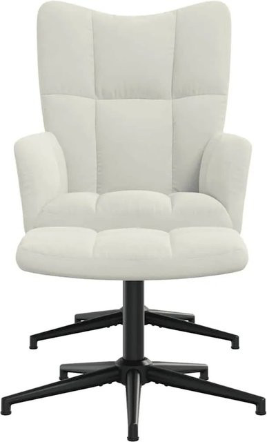 vidaXL Relaxsessel mit Hocker in Cremeweiß aus Samt mit 360 Grad Drehsitz und Metallgestell - Bild 1