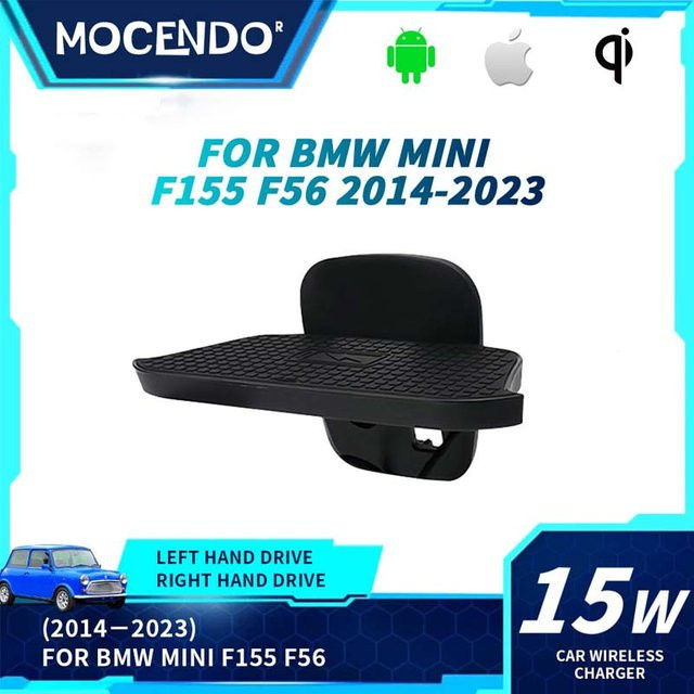 MOCENDO Kabelloses Schnellladegerät für das Armaturenbrett von BMW Mini Cooper S Hatch F55 F56 (2017-2023), Schwarz - Bild 1
