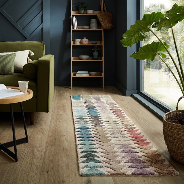 Wollläufer Kadima Design in Bunt mit Pfeilspitzen-Reihen, Breite: 60 cm, Länge: 230 cm - Bild 1