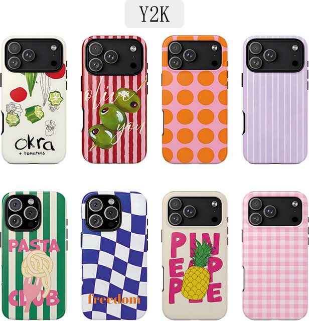 Luxuriöse Y2K Handyhülle mit Streifen-Design in Olivgrün für iPhone 11 bis iPhone 17 Pro Max Plus und XS XR Modelle, doppelschichtig - Bild 1