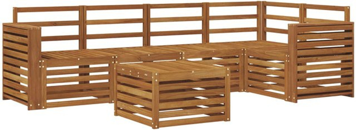 vidaxl Ecksofa Set 6-teilig aus Massivholz Akazie in Natur Braun, wendbar und modern - Bild 1