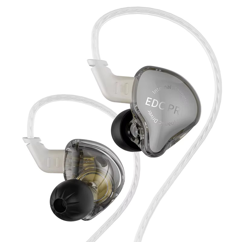 KZ EDC PRO In-Ear Kopfhörer HiFi Bass Musik IEM mit abnehmbarem 2Pin Kabel in Silber Transparent - Bild 2