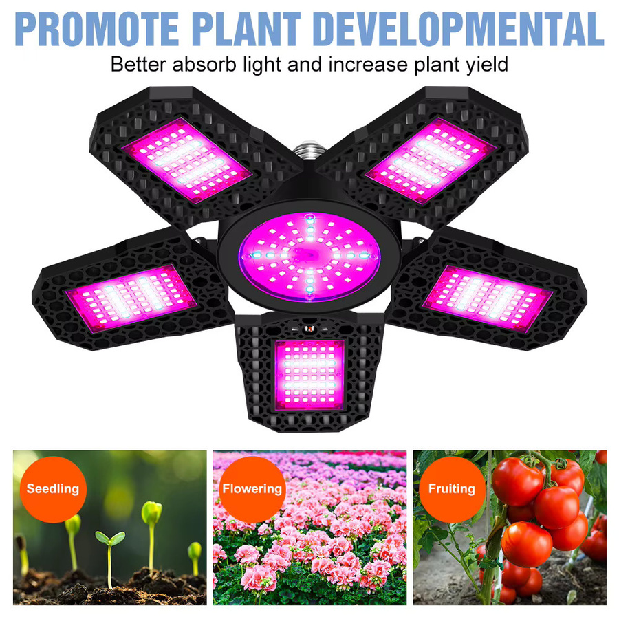 Verformbare LED Vollspektrum Pflanzenlampe mit 250 W, E27 Anschluss, Schwarz, ideal für Indoor-Anbau von Gemüse, Blumen und Hydrokultur - Bild 5