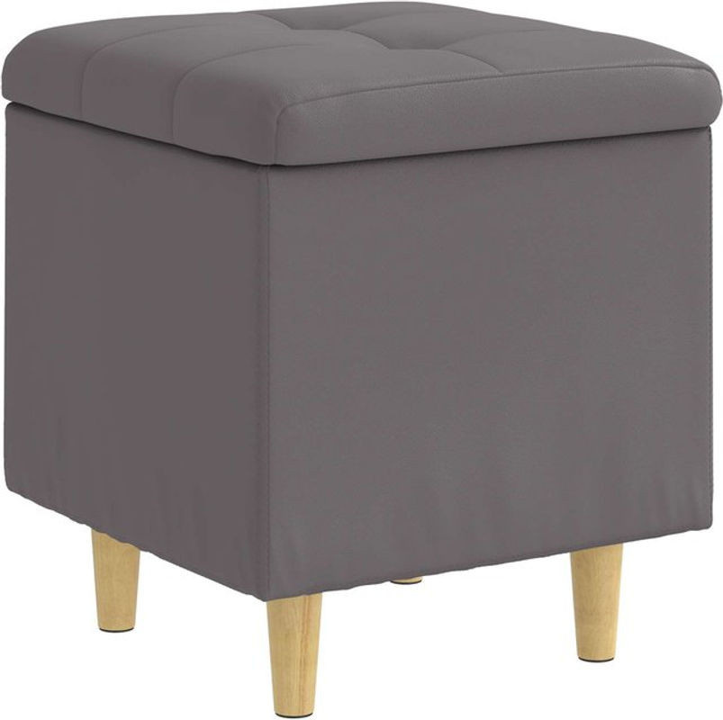 vidaXL Polsterhocker Aufbewahrungsottomane aus Kunstleder in Grau, B/T/H: 40 x 40 x 45 cm - Bild 1