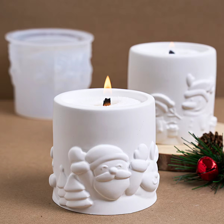 UDOCOOL Silikonform Santa Claus 3D Geprägt für DIY Beton Zement und Duftkerzen in Weiß - Bild 2