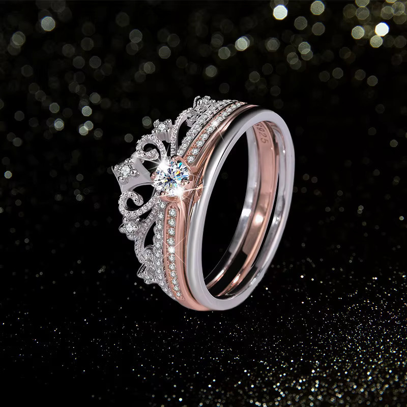 Trumium Kronenring 925 Silber, Moissanit-Diamant, Damen - Bild 2