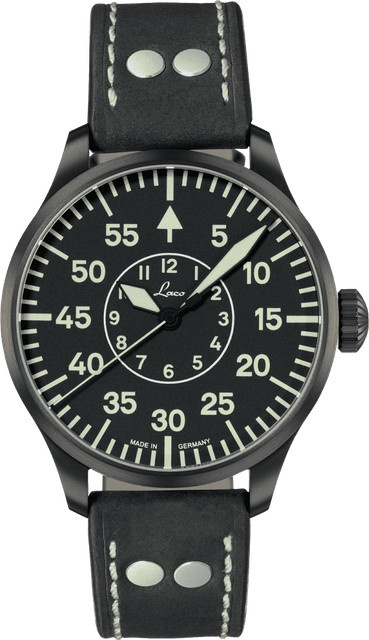 Fliegeruhr, Automatik, Edelstahl, Leder, 5 ATM, Saphirglas, Schwarz - Bild 1