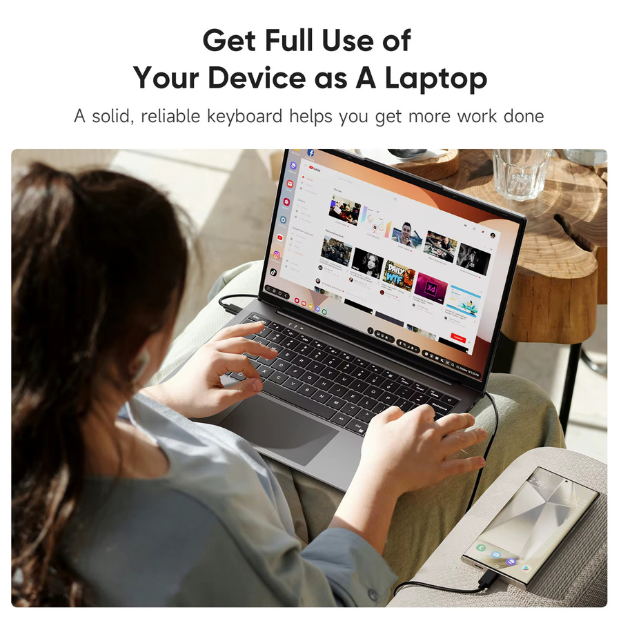 Dopesplay 14,1 Zoll Lapdock Monitor mit Tastatur und Akku in Grau für Samsung DeX, Z Fold 6 und Note20, 1200P Bildschirmerweiterung für Mini-PC - Bild 3