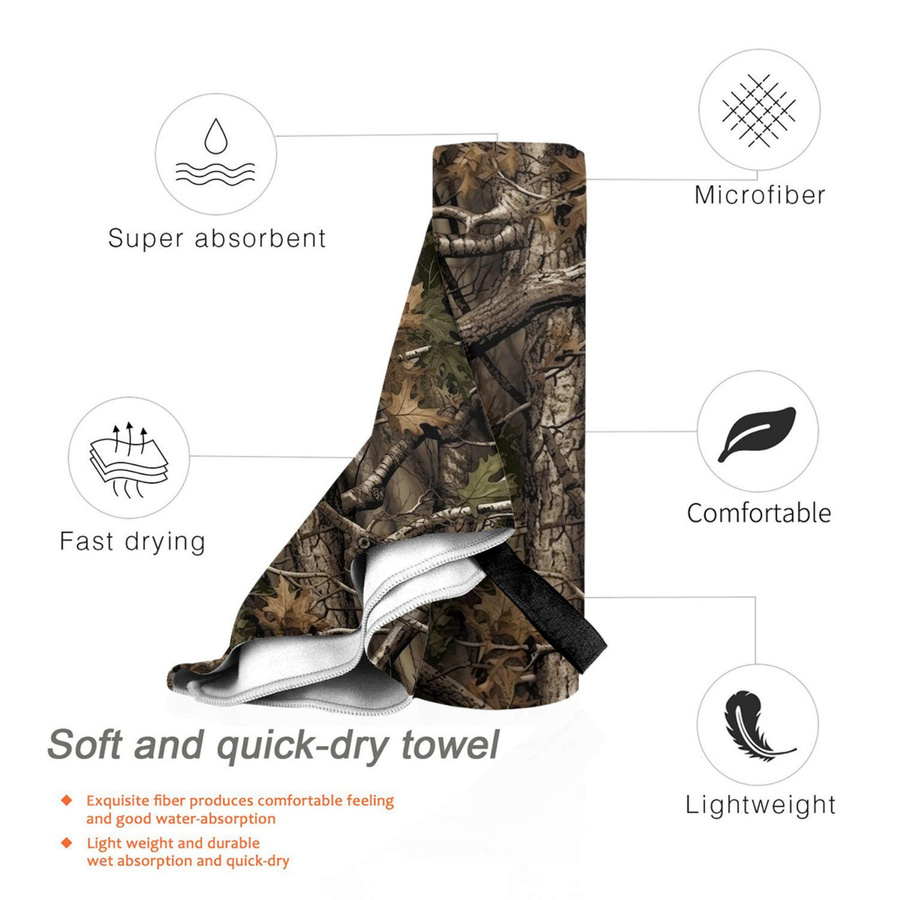 Ka Chen Muxi Strandtuch Real Tree Wald Camo Tarnmuster aus Mikrofaser, weiß, B: 40 cm, H: 60 cm - Bild 3