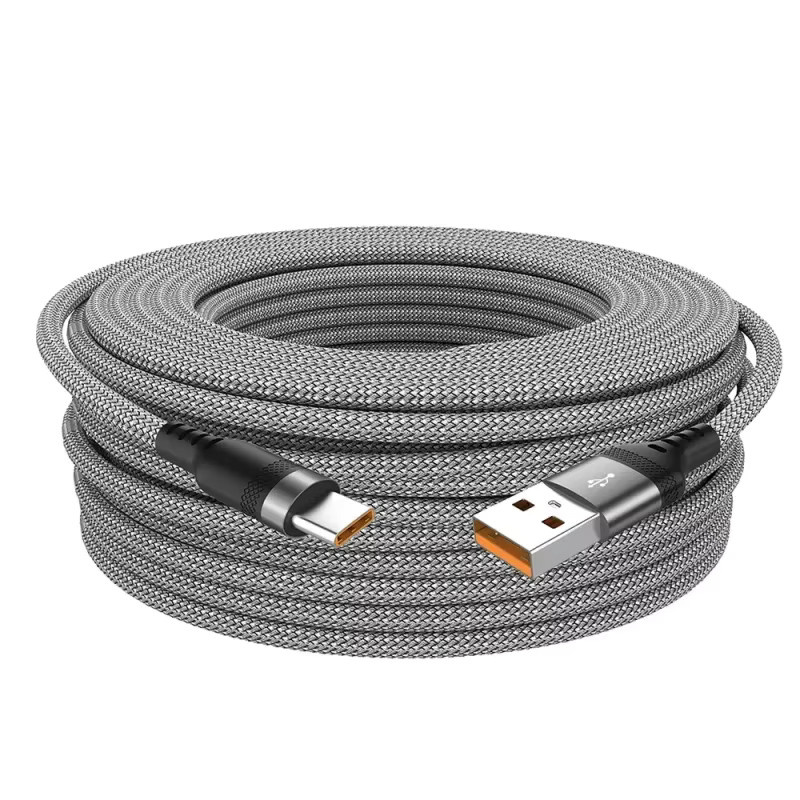 USB-A auf Typ-C Schnellladekabel mit 6A und Nylon-Datenkabel in Grau - Bild 6