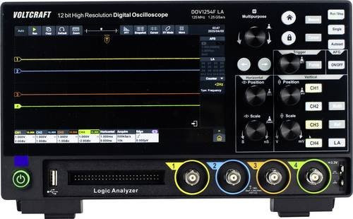 Voltcraft DOV1254F LA Digital-Oszilloskop 125MHz 4-Kanal 1.25 GSa/s 100 Mpts 12 Bit Digital-Speicher DSO mit Funktionsgenerator in Schwarz - Bild 1