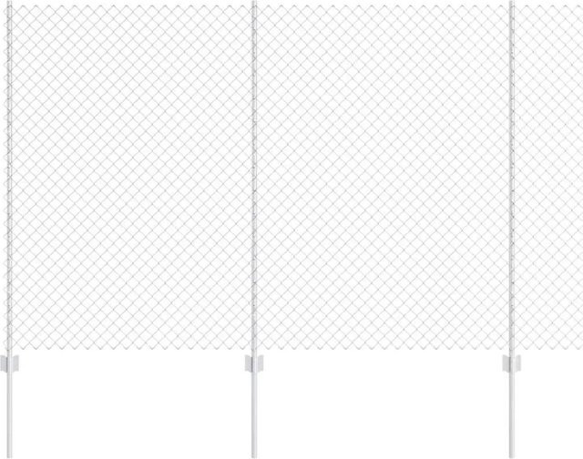 vidaXL Maschendrahtzaun mit Pfosten aus verzinktem Stahl in Silber, B: 10 m, H: 1,6 m - Bild 1