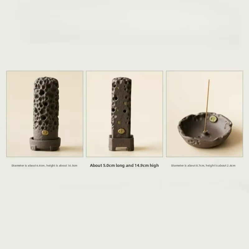 Zen Stick Keramik Räuchergefäß mit Deckel im Retro-Design für Meditation und Aromatherapie - Bild 4