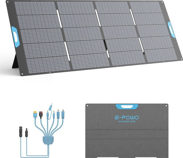 E-POWO Faltbares Solarpanel Mobiles Solarladegerät in Schwarz für Laptop und Powerstation - Bild 1