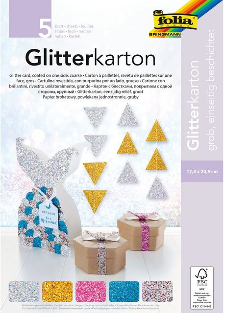Glitterkarton Konfetti in Gold, Pink, Blau und Multicolour - Bild 1