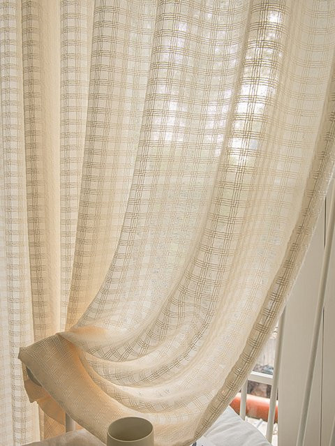 CENTURyMiG Vorhang aus japanischem Baumwollleinen in Cremefarben und Beige, durchscheinende Verdunkelungsgaze für Schlafzimmer und Wohnzimmer - Bild 1
