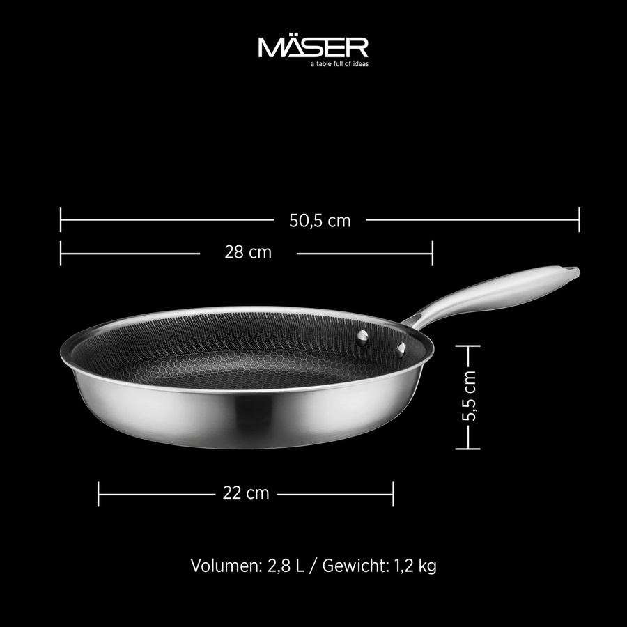 Mäser Bratpfanne Hestia Keramik aus Edelstahl in Silber und Schwarz, Durchmesser: 28 cm - Bild 3