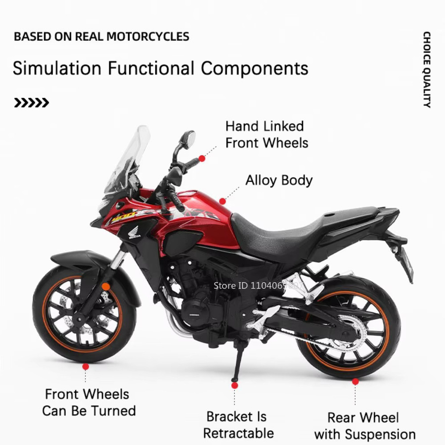 MAKEDA Honda CB400X Spielzeug-Motorradmodell, 1:12, Metall, Druckguss - Bild 3