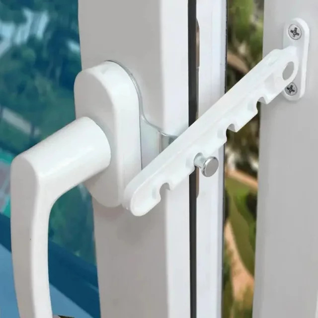 Verstellbare Fensterunterstützung als Windhaken-Verriegelung und Begrenzer-Sperrschutz in Weiß - Bild 1