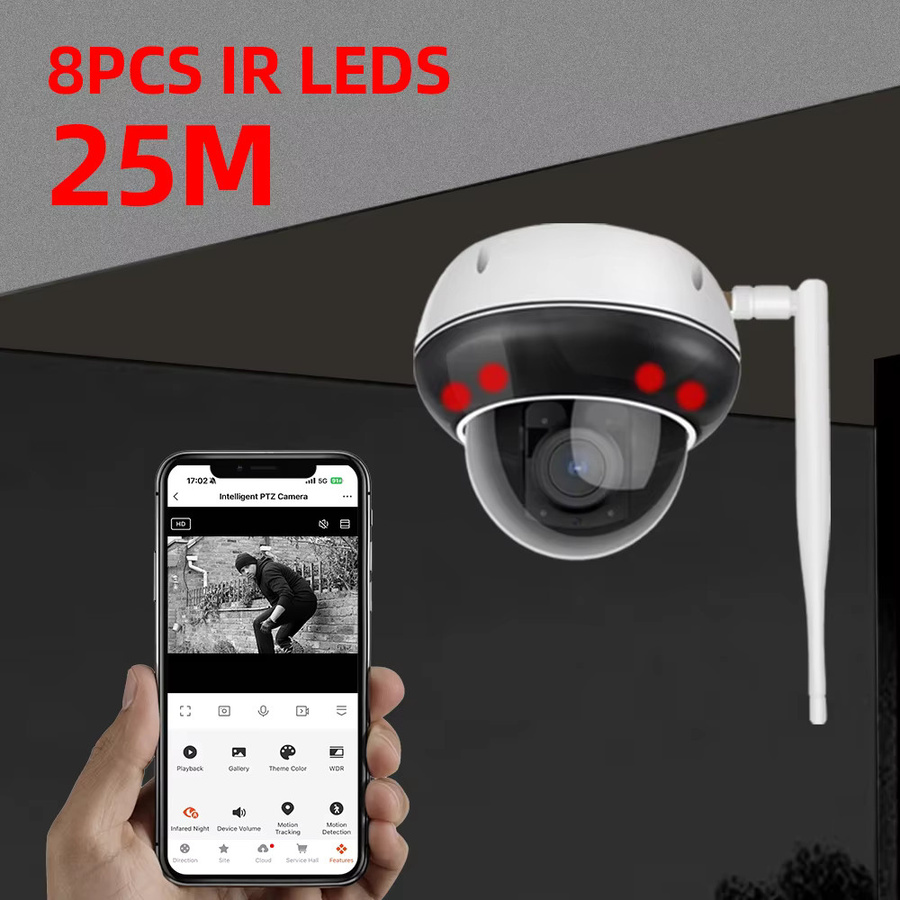 REHENTINT Tuya WiFi POE Onvif PTZ Outdoor Überwachungskamera mit 5MP Auflösung, 5X optischem Zoom, Motion Tracking und IR Audio in Weiß - Bild 5