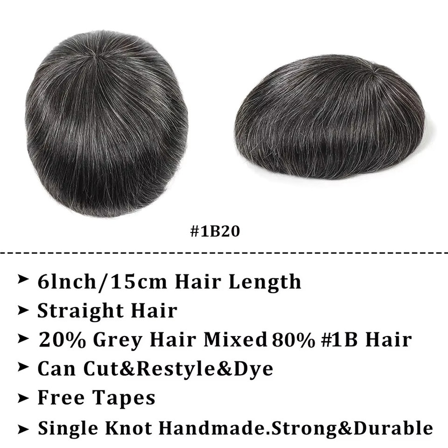 Bfirehair Toupet Echthaar, Grau, Männer - Bild 4