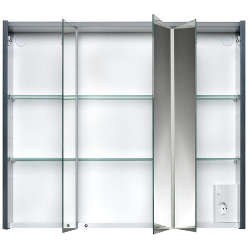 JOKEY Spiegelschrank Arbo, 3-türig mit LED-Beleuchtung und Glasfronten, grau, B: 73 cm, H: 62,7 cm, T: 15,7 cm - Bild 2