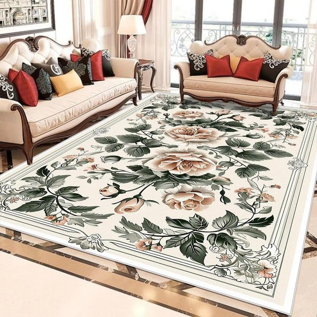 Lodestar Blumenteppich im europäischen Retro-Stil, mehrfarbig, B/T: 60 x 90 cm - Bild 1