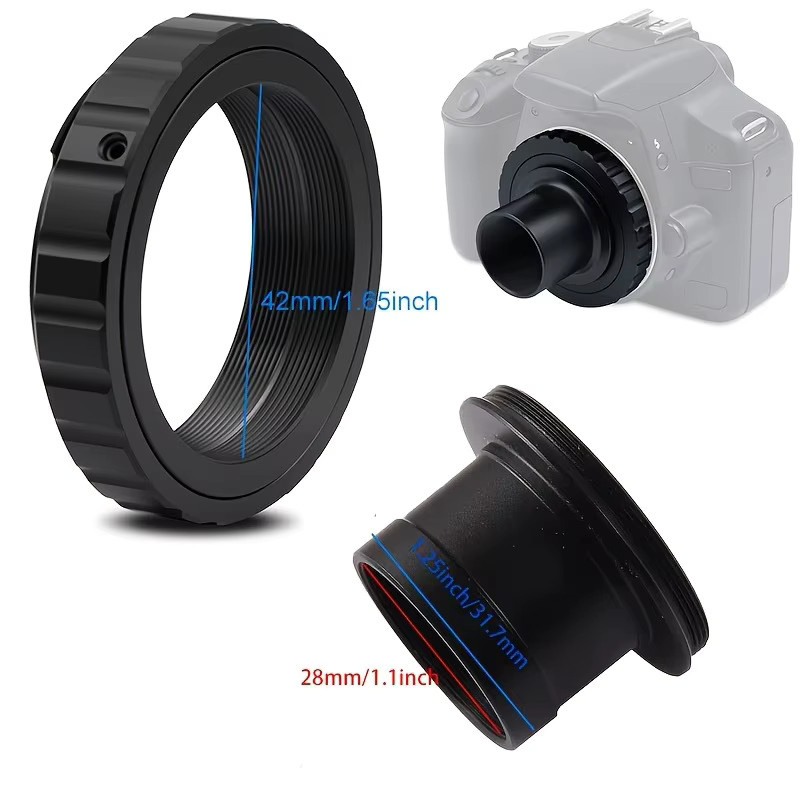 Astromania T2-M42-Adapterkit in Schwarz für Nikon, Canon, Sony, Pentax und Olympus DSLR inklusive 1,25-Zoll-T-Adapter für Astroteleskope - Bild 2