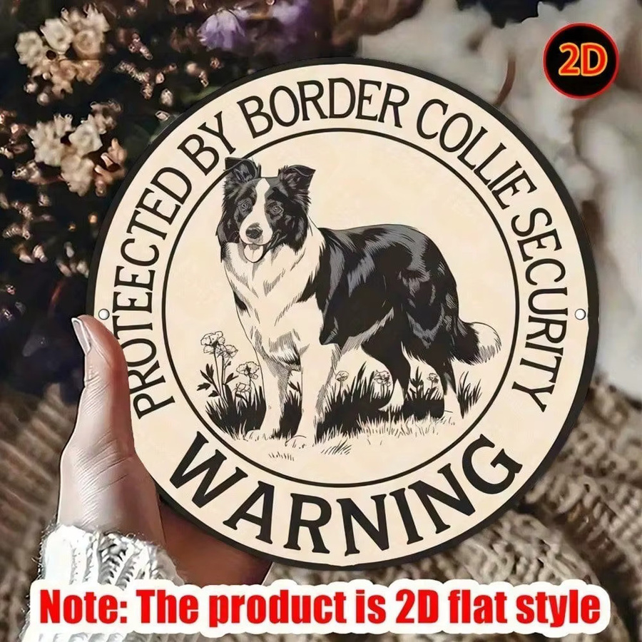 Vintage Border Collie Metallschild CIFBUY Aluminium Wandkunst Beige Retro Deko für Heim und Outdoor - Bild 2