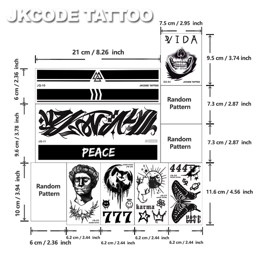 JKCODE TATTOO Tattoo-Set, 10-teilig, Herren - Bild 4