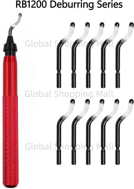AlexHoumie Entgratwerkzeug-Set RB1200 mit Rotationsklingen in Rot für Holz, Kunststoff, Aluminium, Kupfer und Stahl - Bild 1