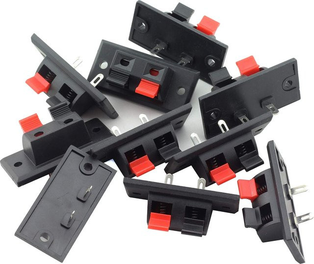5er-Set ELECAPITAL Kunststoff 2-Positionen Stecker Terminal Push-In Jack 3,5 mm Audio-Lautsprecher-Terminals in Schwarz - Bild 1