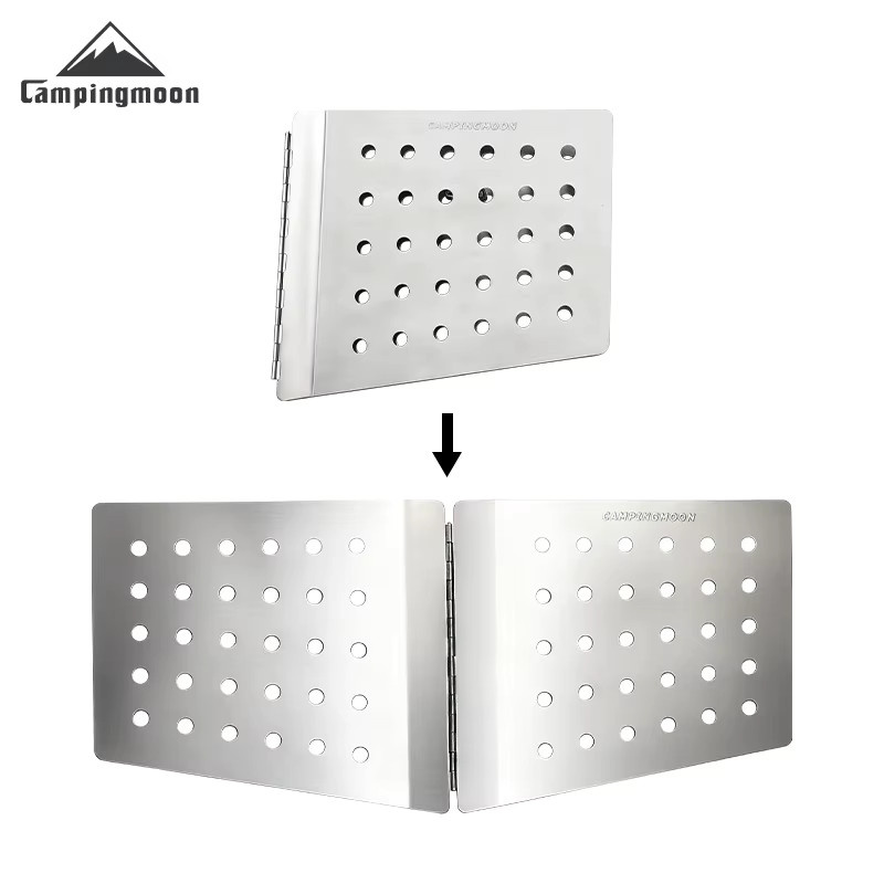 SOLO-D Sol A4 Windschutzscheibe aus Edelstahl in Silber, faltbare feuerfeste Windschutzplatte für Camping und Picknick, B/H: 37,0 x 16,5 cm - Bild 3