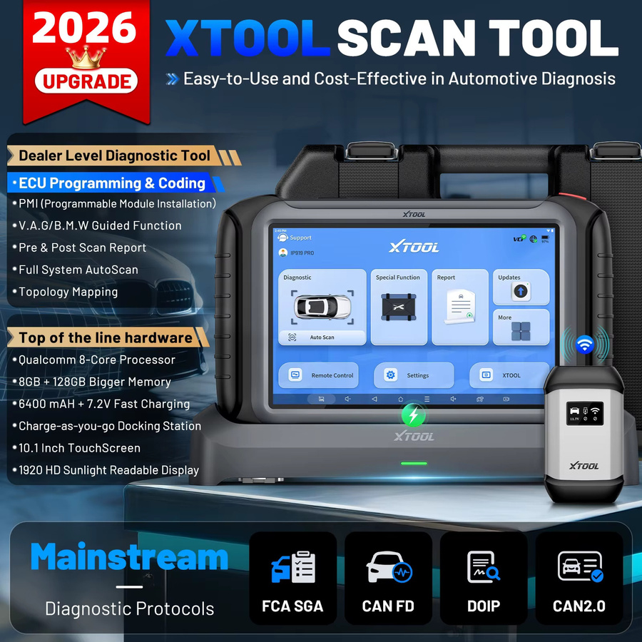 XTOOL INPLUS IP919 Pro Automotive Scanner Schlüsselprogrammierer in Schwarz mit Alle Systemdiagnose, ECU-Programmierung, 51+ Resets sowie CAN FD und DOIP Unterstützung - Bild 2