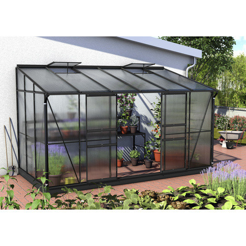 VITAVIA Gewächshaus Osiris aus Aluminium und Kunststoff in Schwarz mit 7,8 m² Fläche und winterfester Konstruktion - Bild 2