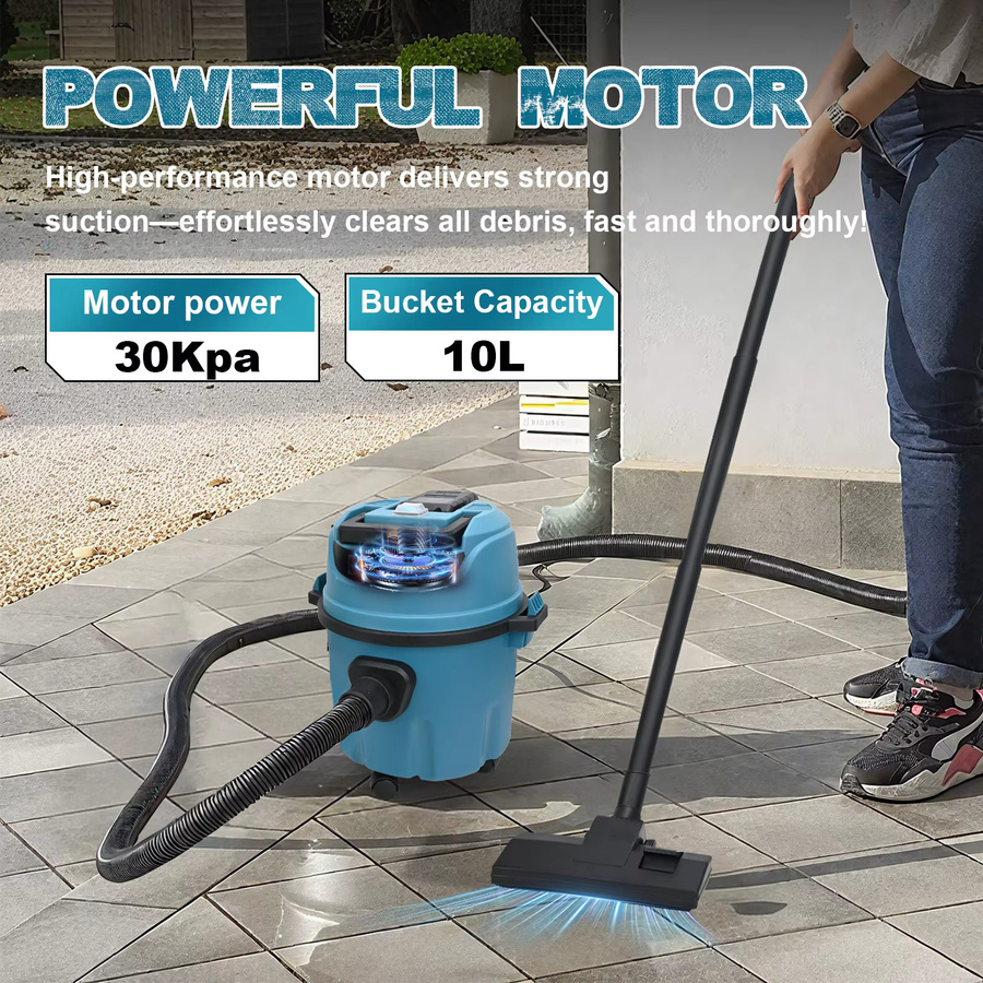 Gisam Elektrischer Nass- und Trockensauger 10L in Blau für Makita 18V Akku mit 30Kpa Saugkraft - Bild 2