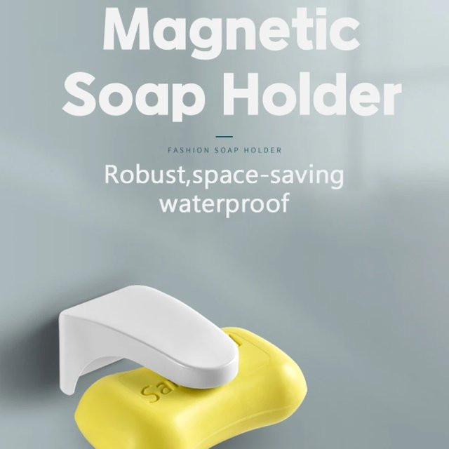 Magnetischer Seifenhalter VIE LENTE in Weiß mit Abfluss und selbstklebender Befestigung - Bild 1
