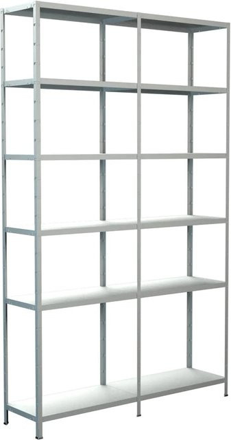 Schulte Regalwelt Steck-Grundregal aus Metall in Weiß, H 230 cm x B 140 cm x T 35 cm - Bild 1