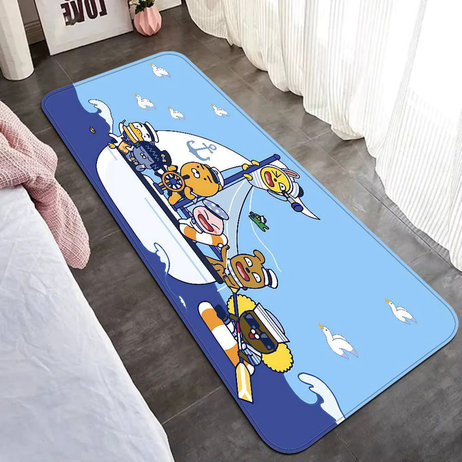 K-KAKAOS FRIENDS Bodenmatte mit Kinder-Motiv in Blau, rutschfeste rechteckige Matte für Wohnzimmer, Kinderzimmer oder Balkon - Bild 4