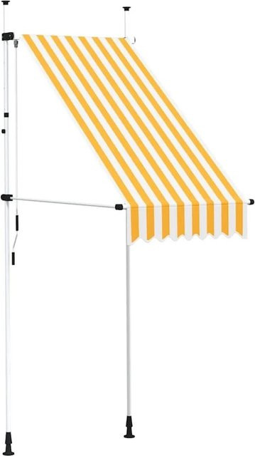 vidaXL Markise handbetrieben, gestreift in Orange/Weiß, Breite: 100 cm, Tiefe: 120 cm, Höhe: 110 cm - Bild 1