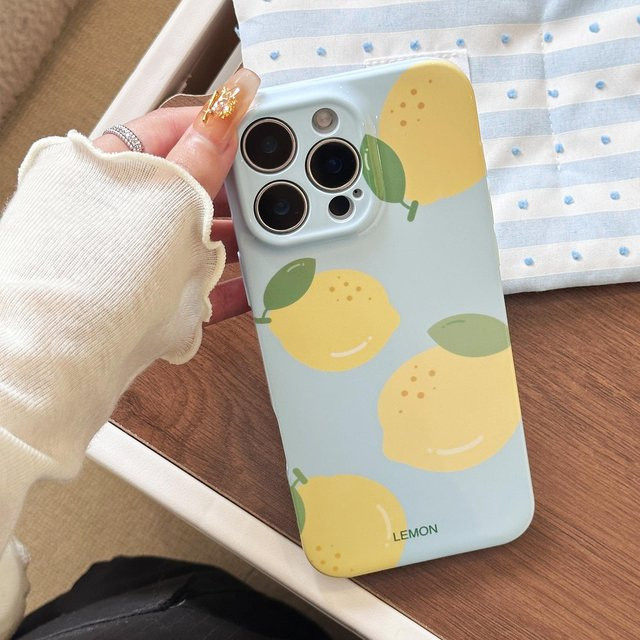 Stoßfeste Handyhülle Tuiying002 mit Zitronenmuster für iPhone 17 16 15 14 Pro Max Plus Air in Blau und Beige - Bild 1
