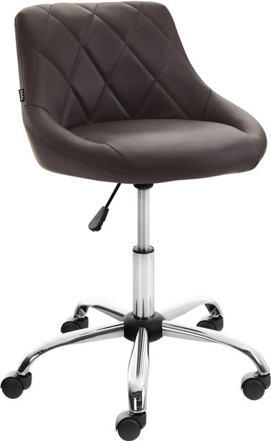 DELUKE Arbeitshocker AARHUS Drehhocker mit Rollen aus Kunstleder in Braun, B/T/H: 47 x 49 x 71 cm - Bild 1