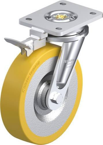 Blickle Lenkrolle LO-SETH 200K-RI4 mit Feststeller, Rad-Durchmesser: 20 cm, Tragfähigkeit: 1000 kg, Farbe: Silber/Braun/Gelb - Bild 1