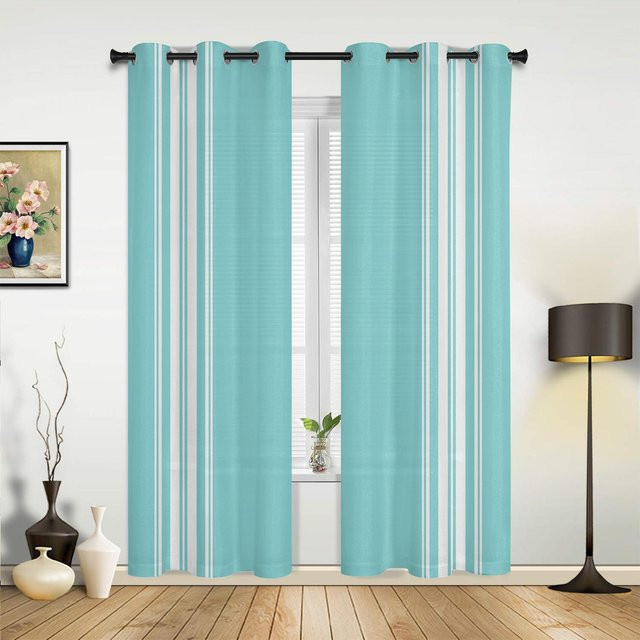 Yiran Furniture Bauernhausgardinen mit orangen Streifen, semi-transparent, B: 135 cm, H: 60 cm - Bild 1