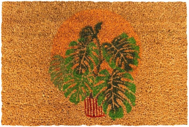 Relaxdays Fußmatte aus Kokosfaser und PVC mit Pflanzenmotiv in Beige und Multicolour, rutschfest und witterungsbeständig, B/T/H: 60 x 40 x 1,5 cm - Bild 1