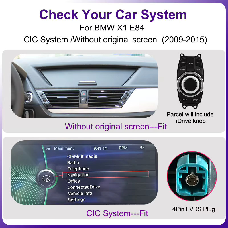 AUTOTOP 10,25 Zoll Linux Wireless Carplay Android Auto Touchscreen Autoradio für BMW X1 E84 2009-2015 CIC-System, Schwarz - Bild 2