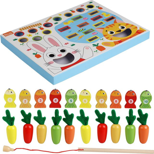 Dusan Wood Montessori Angelspielzeug aus Holz für Kinder mit Rettich-Zieh- und Fütterungsspiel in Bunt/Mehrfarbig - Bild 1