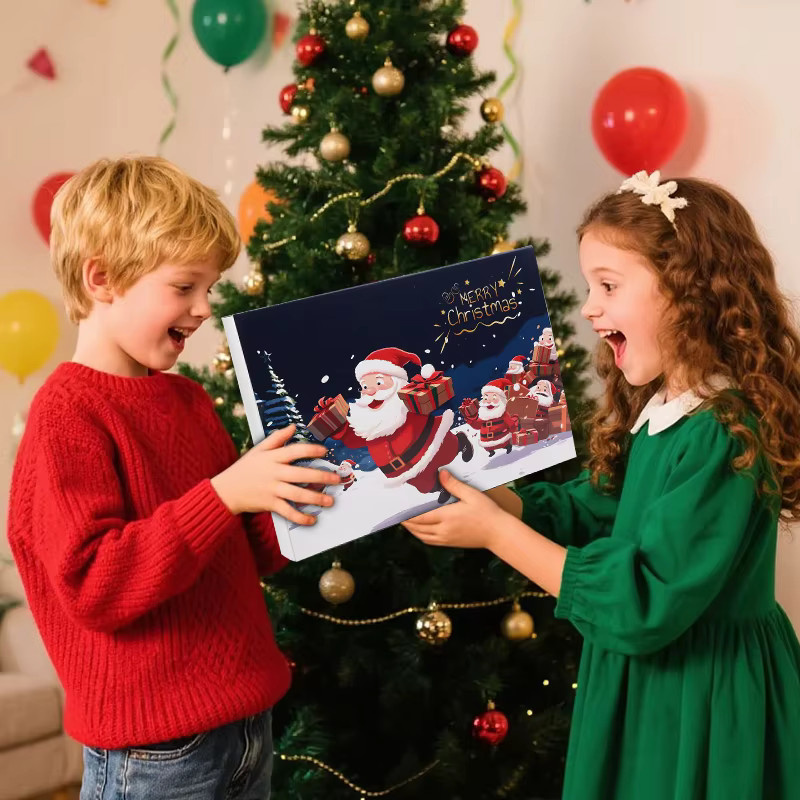24Grids Weihnachts-Adventskalender aus Papier in Blau, DIY befüllbare Überraschungsboxen für Kinder, B/T/H: 21,0 x 30,0 x 21,0 cm - Bild 3